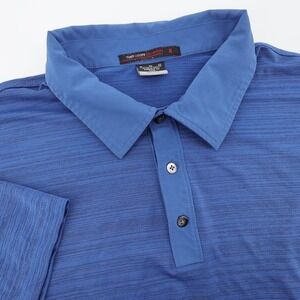Tiger Woods Collection Dri-FIT Stripe Prformance Polo Blue Short Sleeve Mens XL
